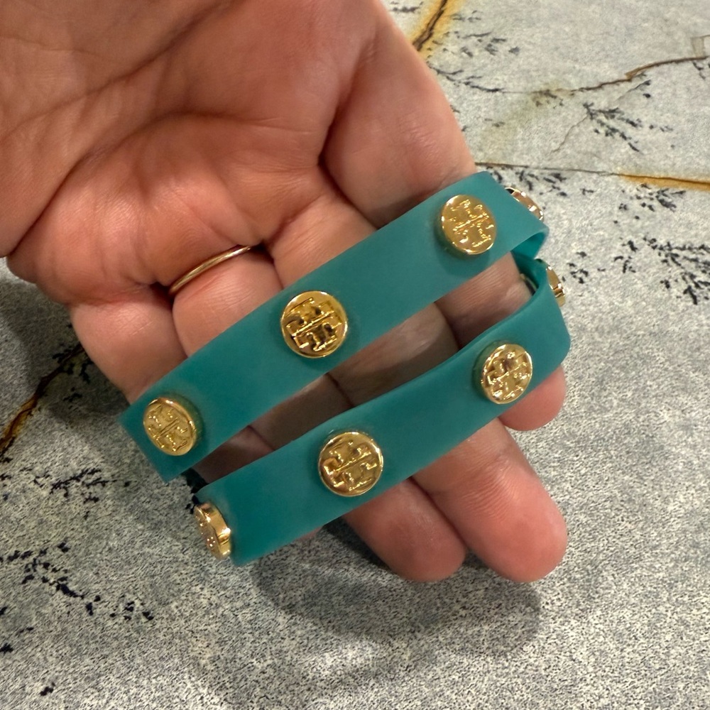 Tory Burch Teal and Gold Wrap Bracelet